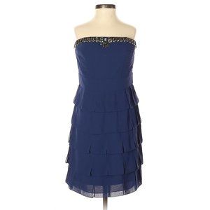 Decode 1.8 Tiered Blue Strapless Dress Embellished